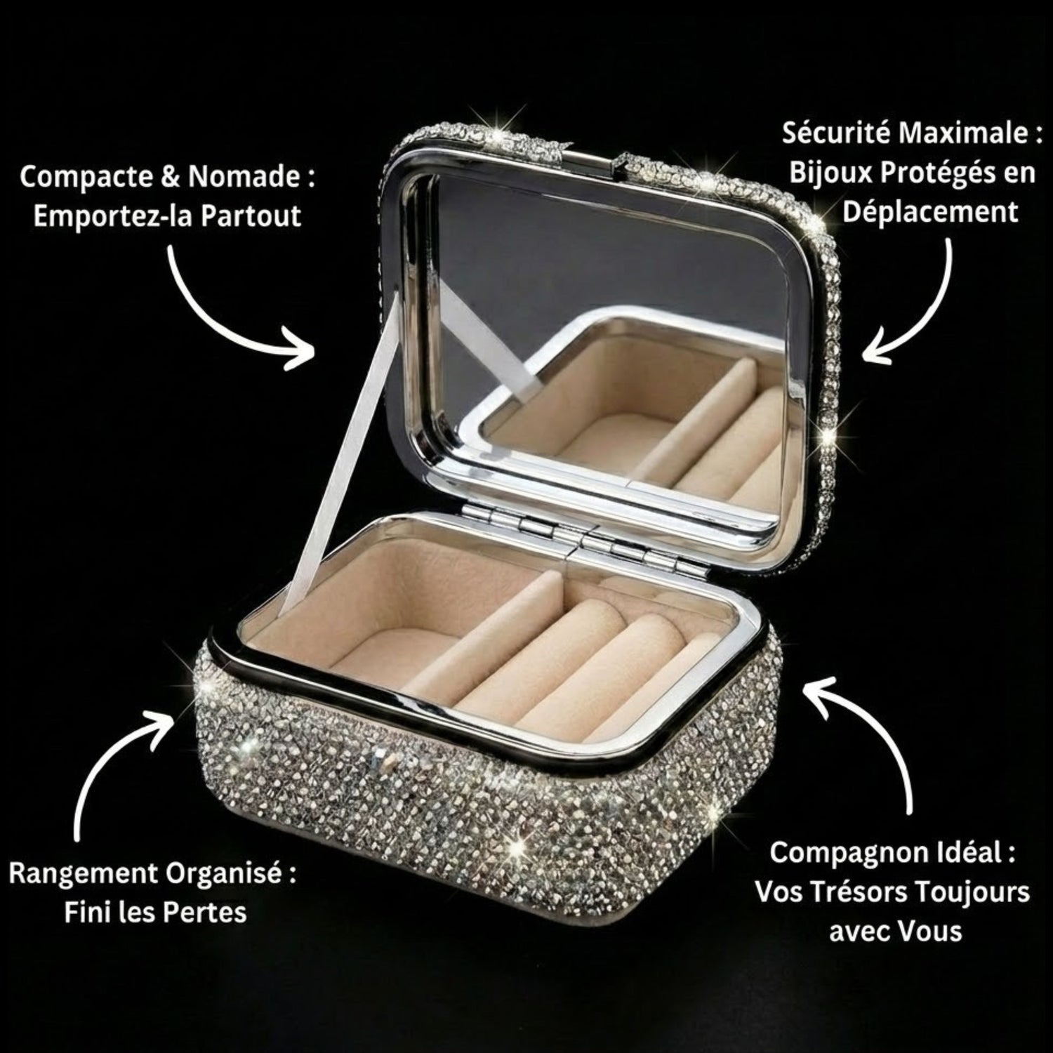 Luxueuse boîte à bijoux incrustée de diamant